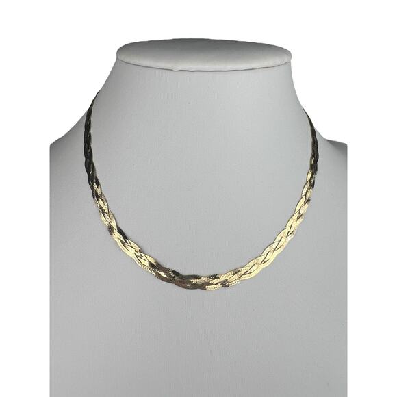 KA 1772 Braided Sterling Silver Vermeil Chain Necklace 16.25"+ - Picture 1 of 9